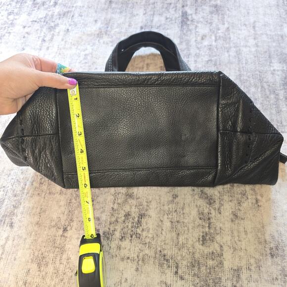 The Sak Tote Bag Womens Black Leather Zip Top Shoulder Purse Boho Beaded Accent - Picture 5 of 14